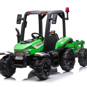 AgriPow 24V Electric Ride On Tractor with Trailer Green