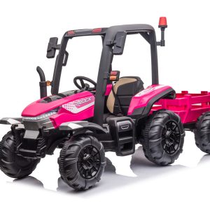 AgriPow 24V Electric Ride On Tractor with Trailer Pink