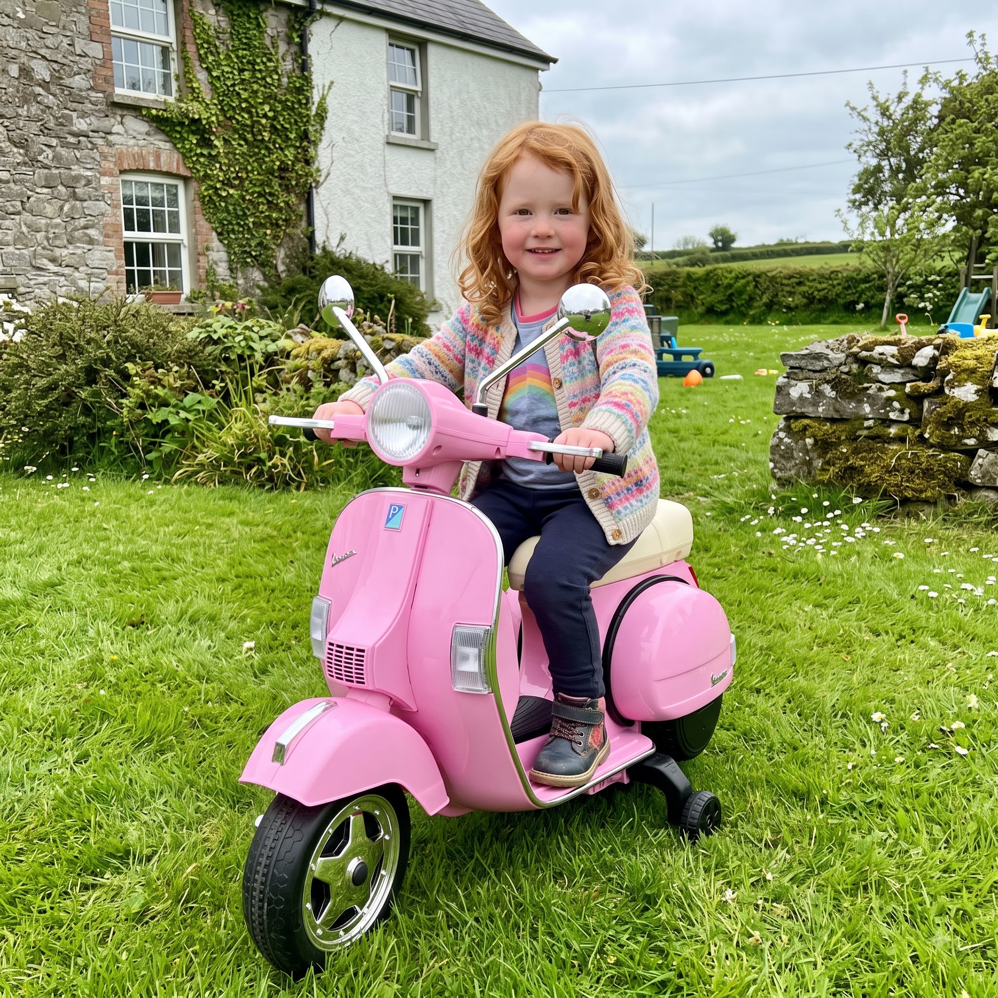 Licensed Vespa 12V Electric Ride - Pink - Image 4
